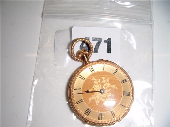 18ct gold pocket watch, engraved dial